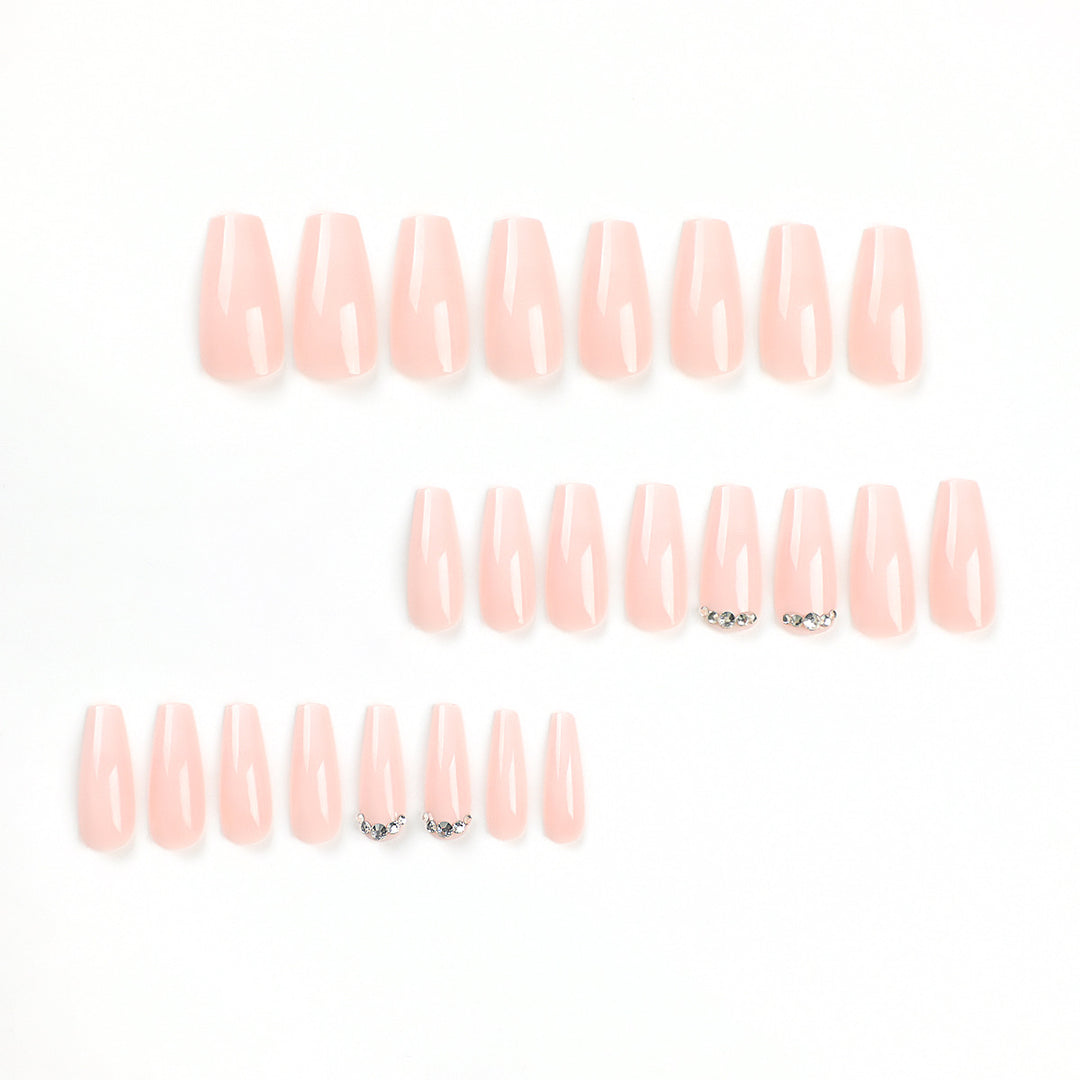 Artful Nail Extensions with Elegant Ombre Design and Rhinestone Accents Kalsten