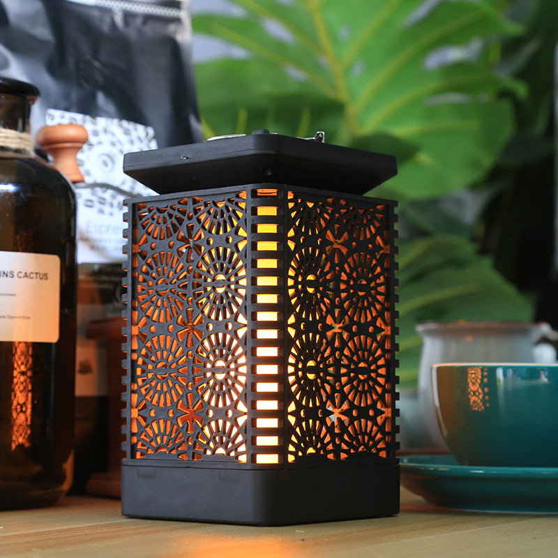 Solar Powered Decorative Metal Lantern With Flickering LED Flame Effect Kalsten