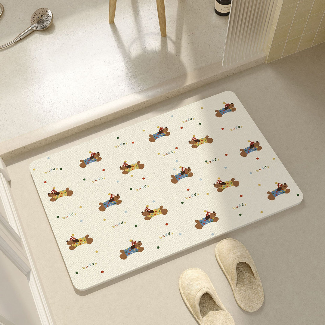 Playful Cartoon Dog-Themed Bath Mat Kalsten