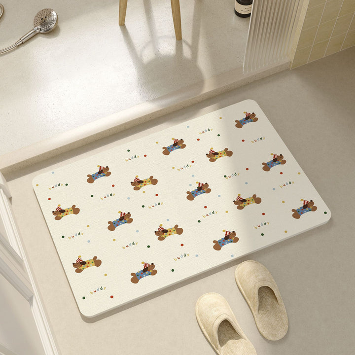 Playful Cartoon Dog-Themed Bath Mat Kalsten