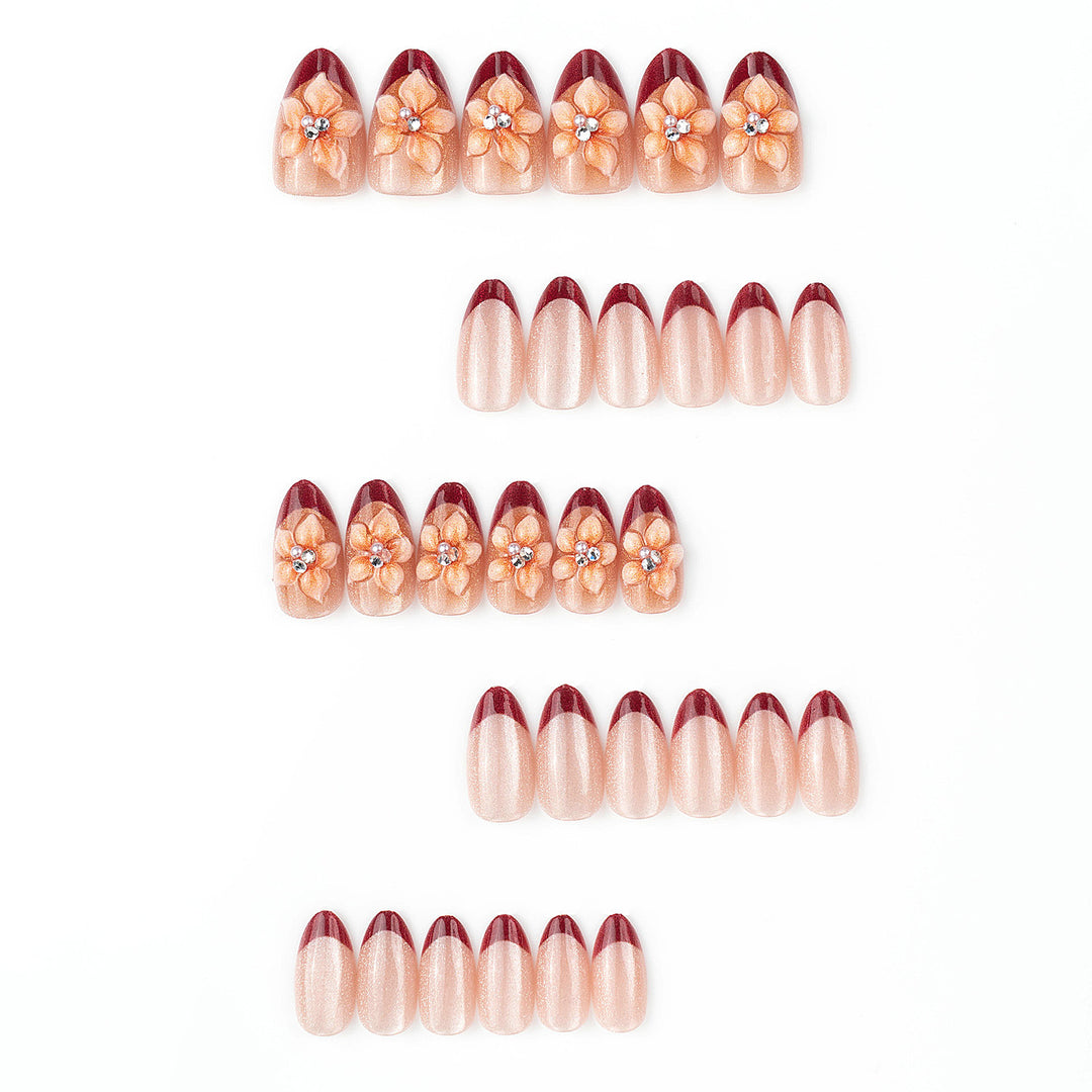 Decorative Press-On Nail Set with Floral Accents Kalsten 1787225159