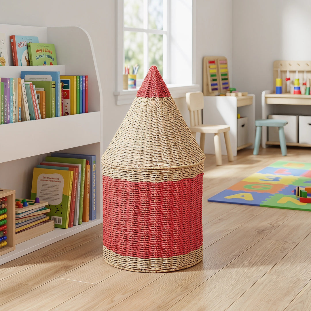 Playful storage basket in pencil design Kalsten