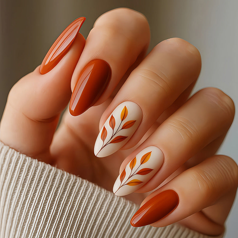 Artificial Nail Set with Elegant Leaf Designs Kalsten