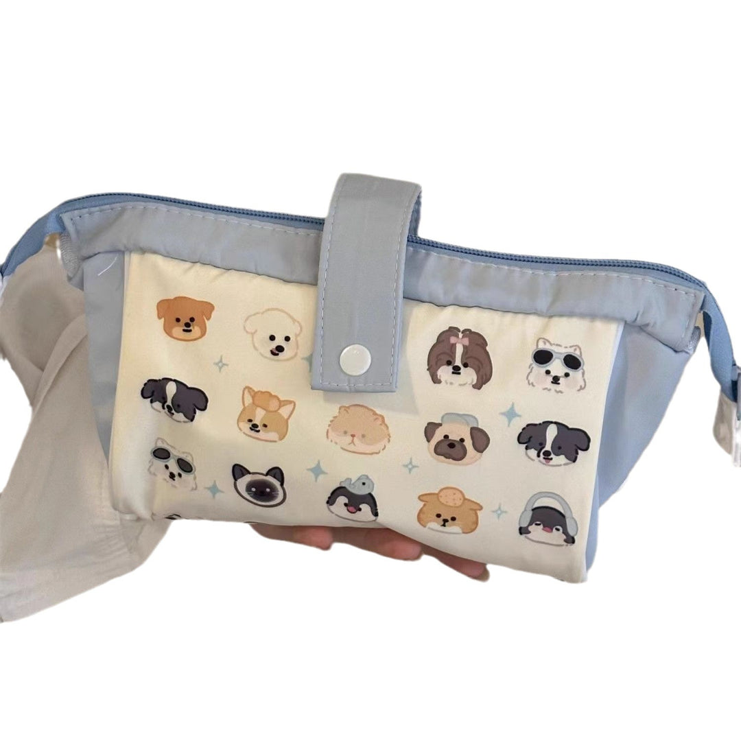 Cat-Themed Multi-Pocket Pencil Pouch