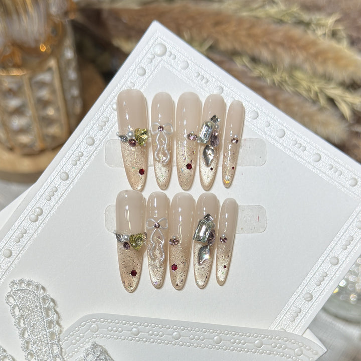 Decorative Stiletto Nail Art Set with Gem Accents Kalsten