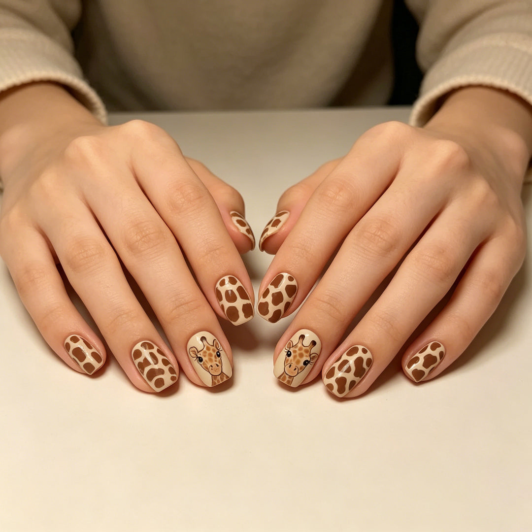 Artistic Giraffe-Themed Nail Art Extensions Kalsten