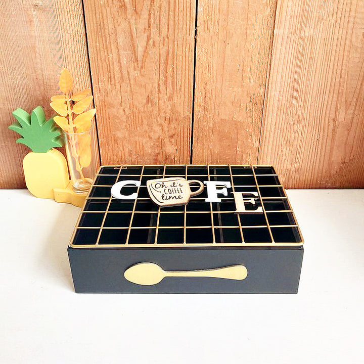 Coffee storage organizer with compartments