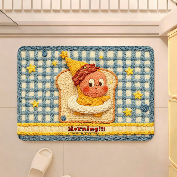 Playful Bread-Themed Bathroom Mat