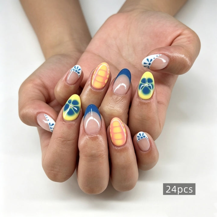 Floral Design Stiletto Press-On Nails