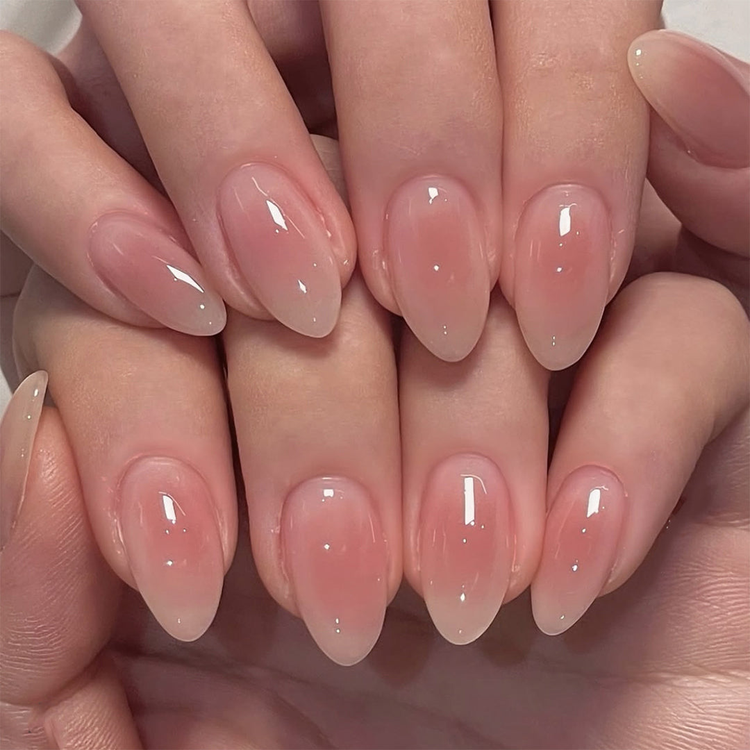 Glossy Ombre Almond-Shaped Nail Tips Kalsten
