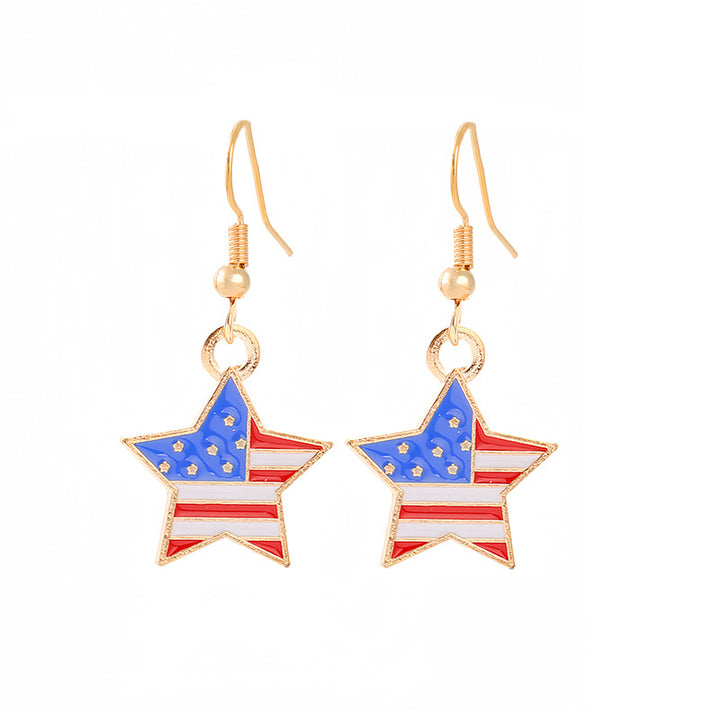 Ladies enamel earrings horseshoe with star stripe motif Kalsten