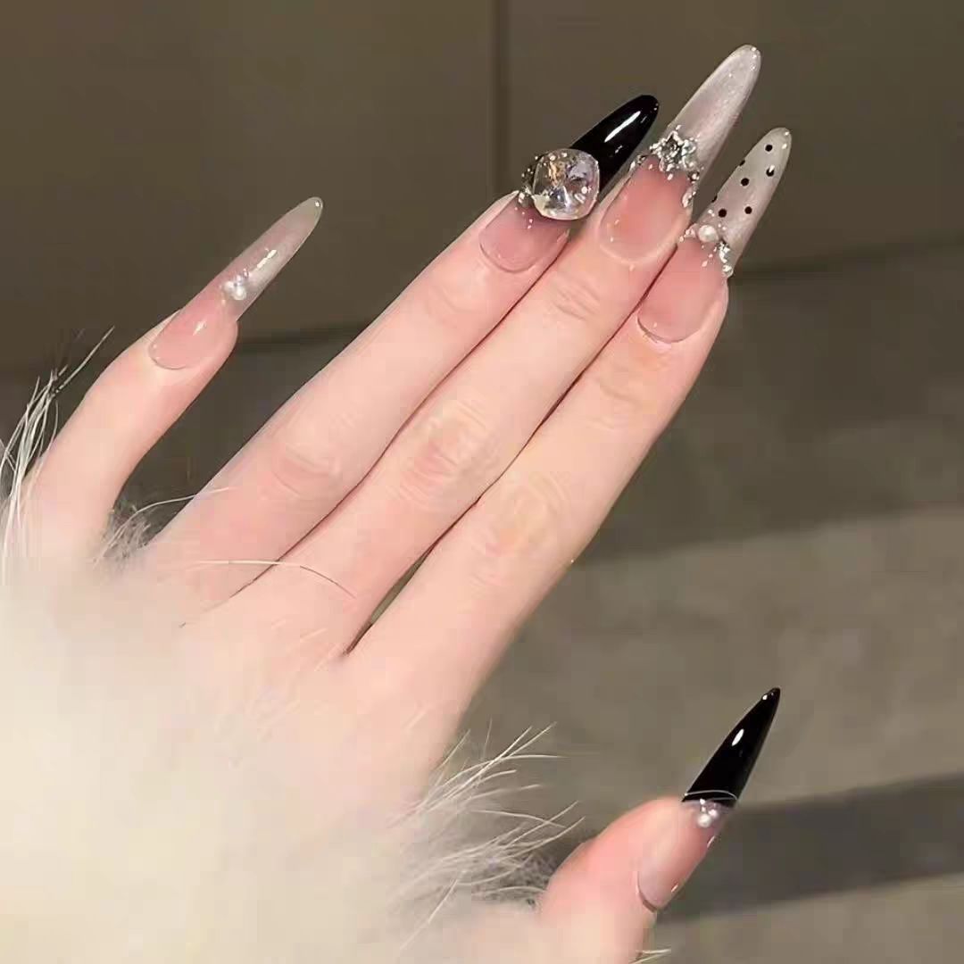Luxury Stiletto Press-On Nail Extensions with Rhinestone Accents Kalsten
