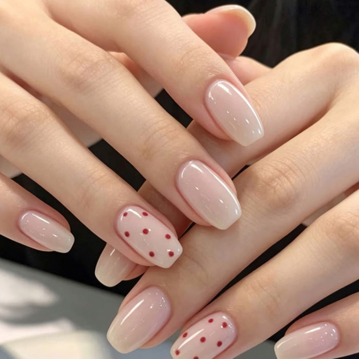 Artistic Press-On Nails with Elegant Polka Dot Design Kalsten