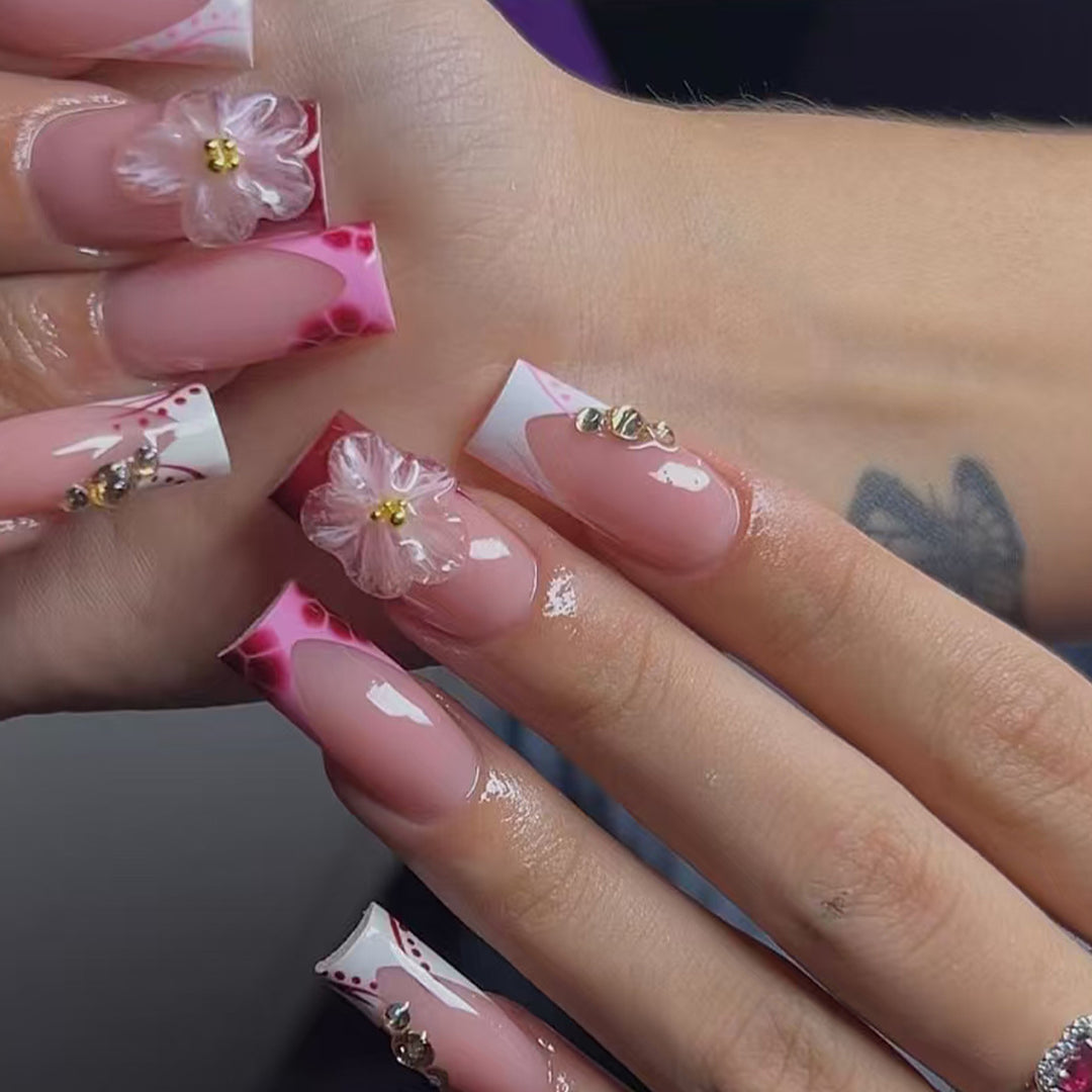 Elegant 3D Floral Press-On Nail Extensions Kalsten