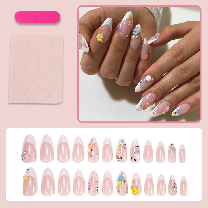 Acrylic Nail Set with Elegant Bows and Glamorous Accent Kalsten
