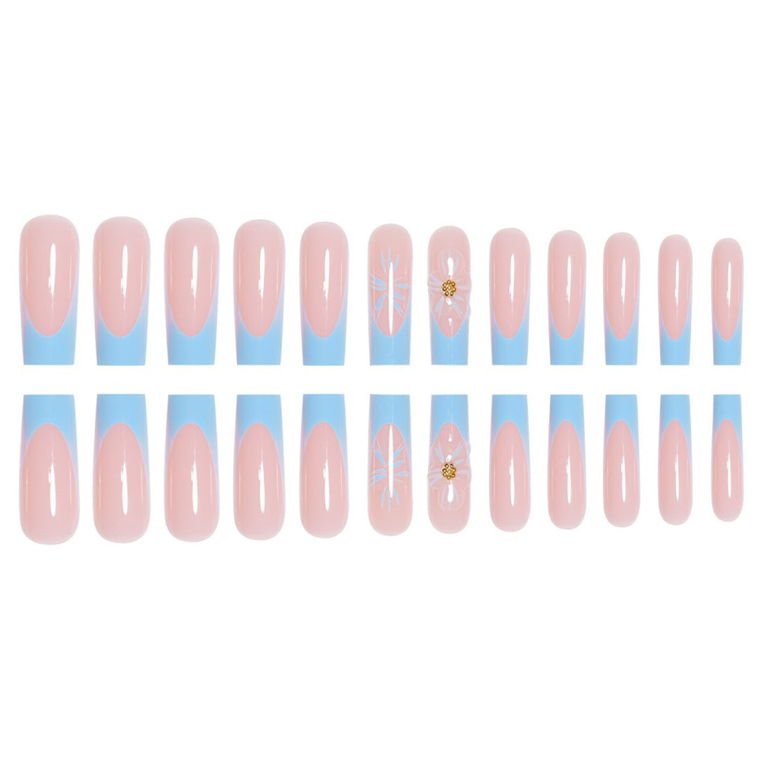 Artistic Long Press-On Nails with Floral Accents Kalsten