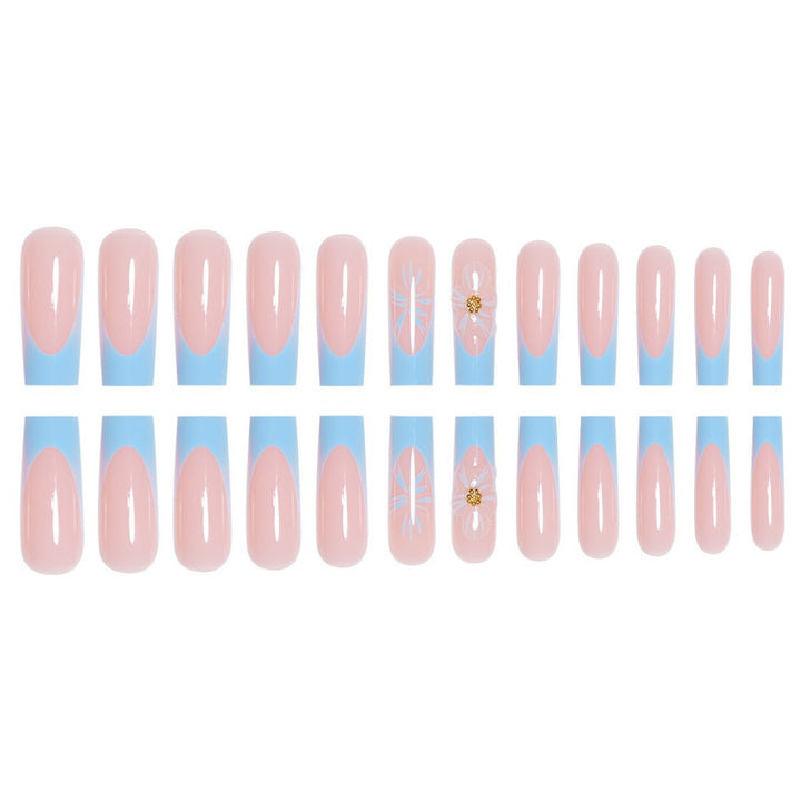 Artistic Long Press-On Nails with Floral Accents Kalsten