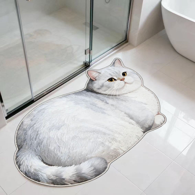 Cat-shaped Plush Bath Mat