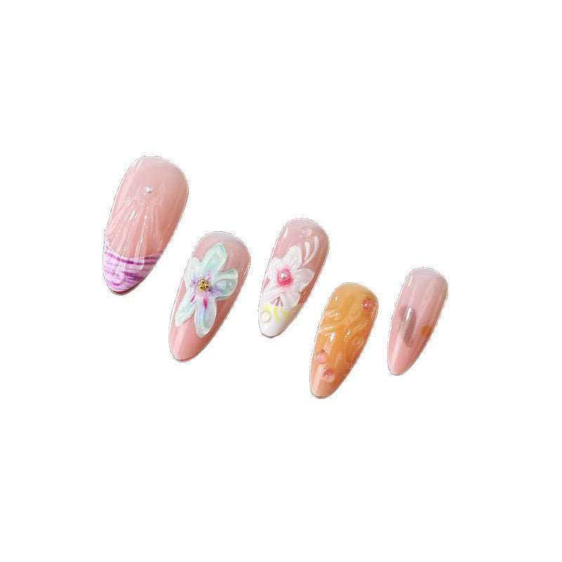 Artistic Floral Press-On Nail Set Kalsten