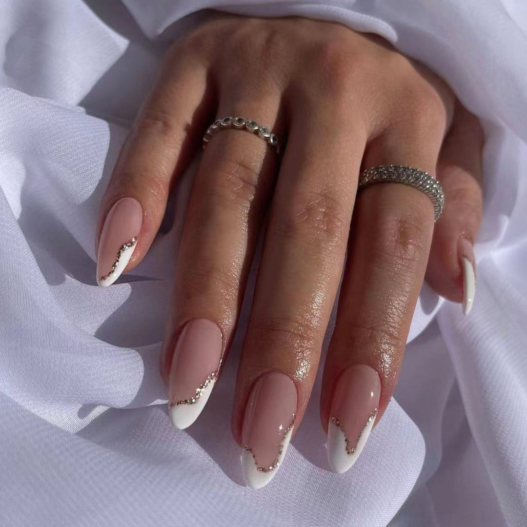 Elegant Stiletto Press-On Nails with Crystal-Embellished Tips Kalsten