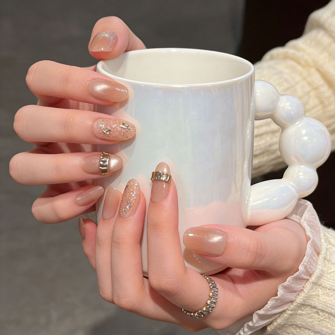 Elegant Decorative Press-On Nail Extensions with Pearls Kalsten