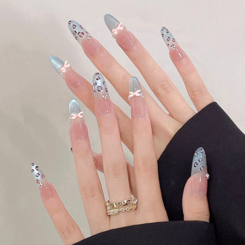 Artistic Press-On Nail Set with Unique Bow and Heart Accents Kalsten