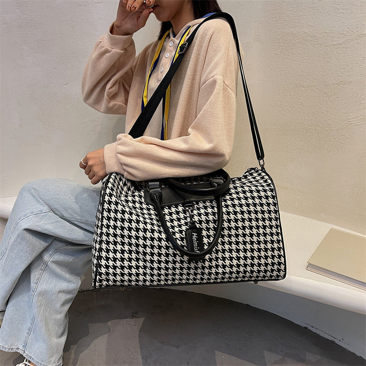 Stylish Houndstooth Pattern Travel Duffel Bag Kalsten