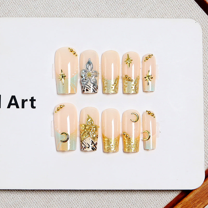 Artificial nail set with floral 3D applications and elegant decorations Kalsten