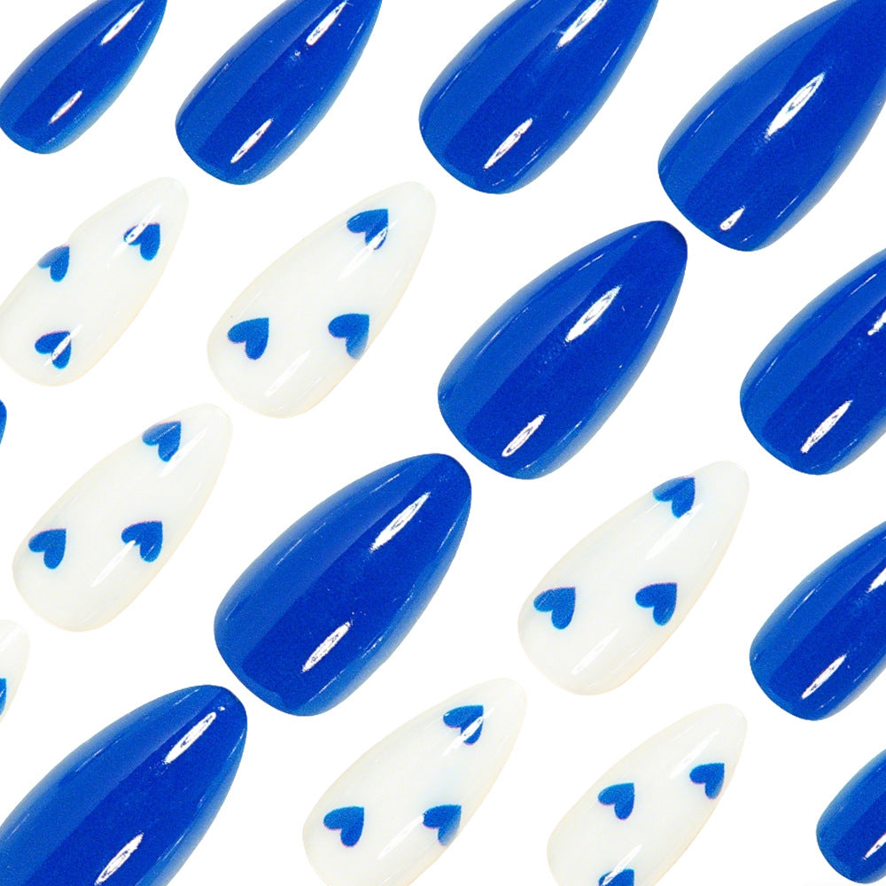 Stylish Long Stiletto Nail Art Tips with Heart Accents Kalsten