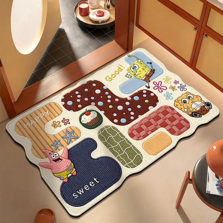 Playful Cartoon Cat-Themed Area Mat