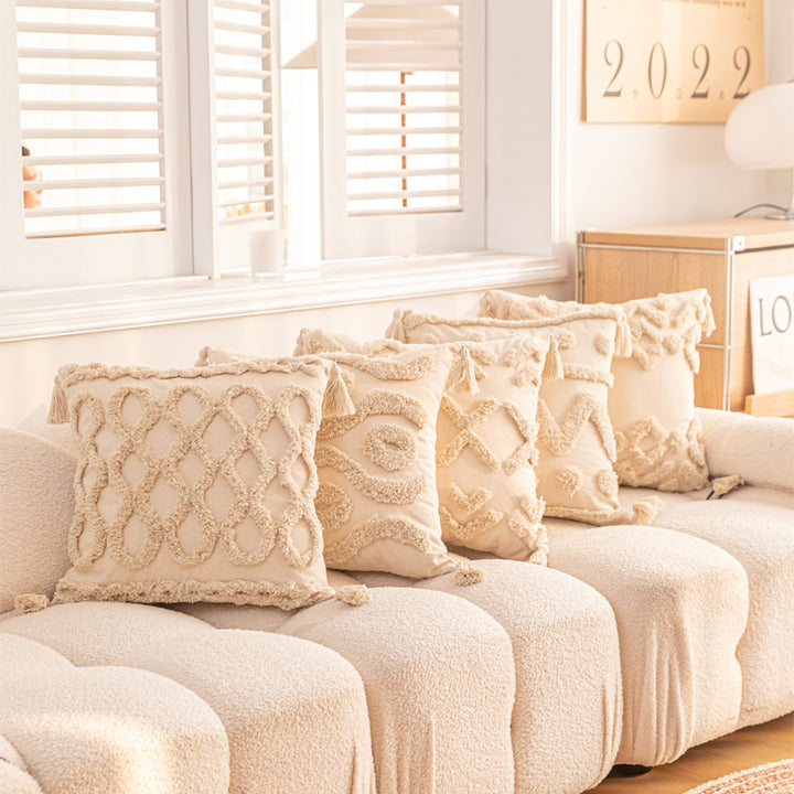 Structured Fringe Embroidered Cushion