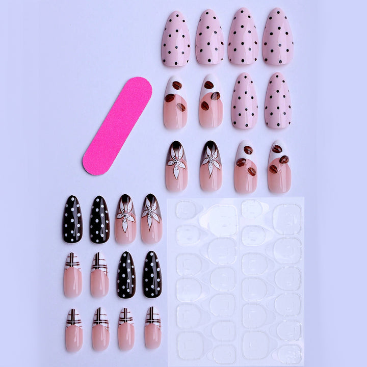 Artificial nails with elegant floral design and creative accents Kalsten