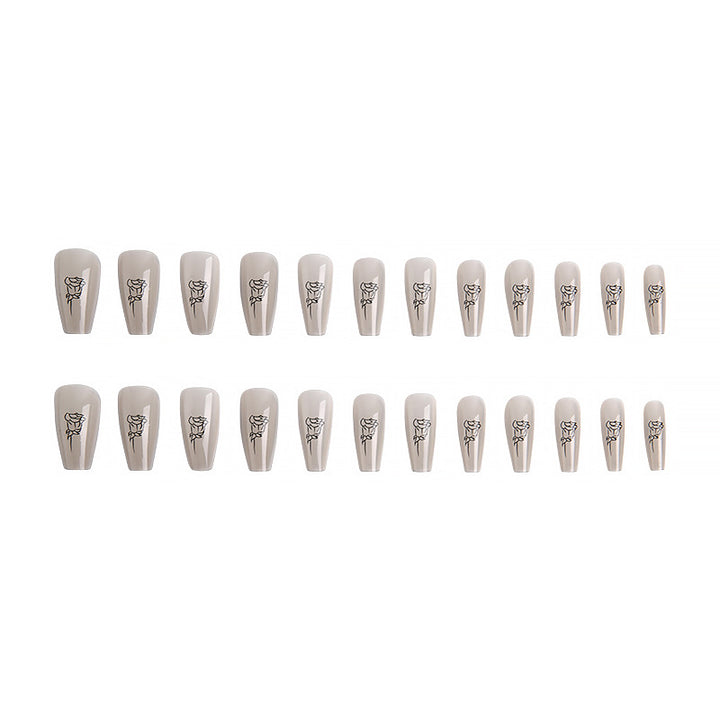 Artful Nail Tips with Rose Pattern Kalsten