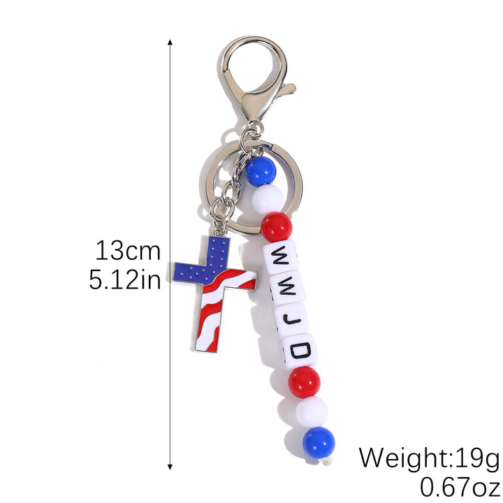Unisex keychain with letter beads and American star pendant Kalsten