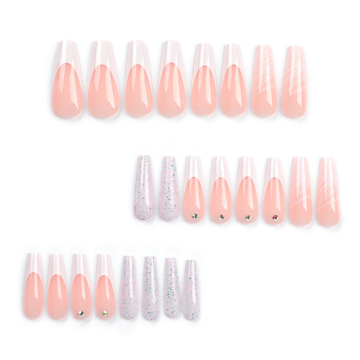 Artificial nail extensions with elegant glitter design Kalsten
