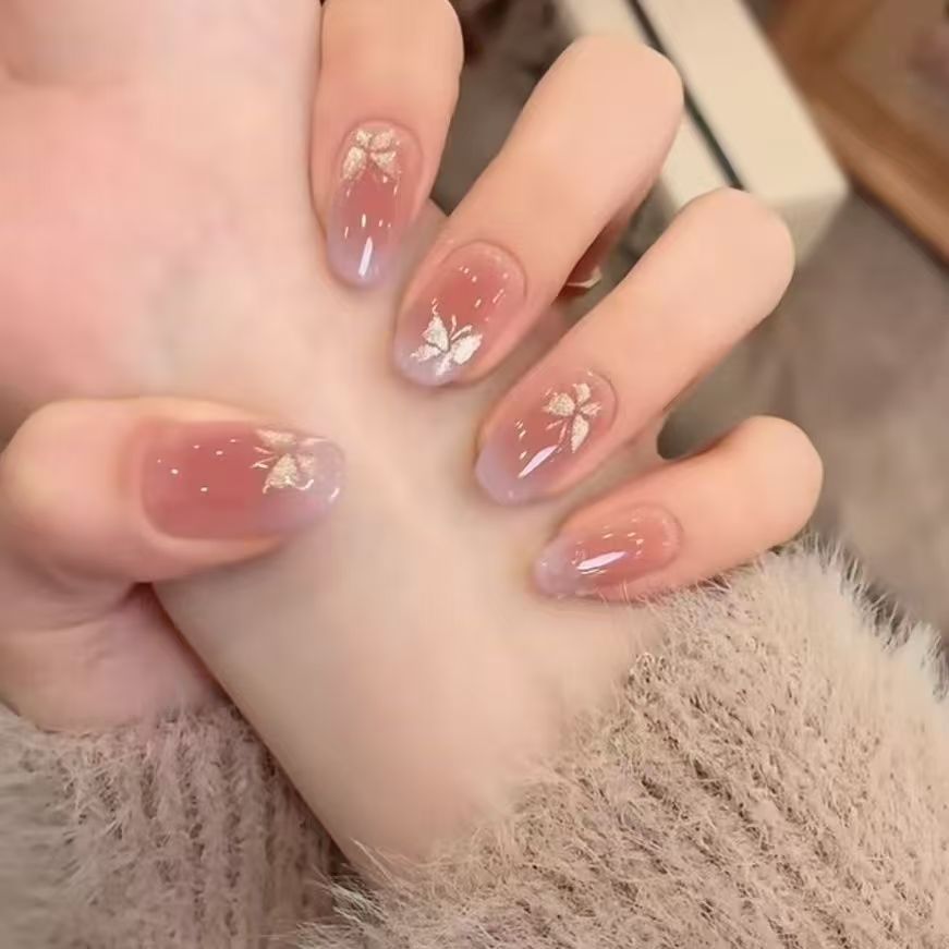Floral Glitter Press-On Nail Art Kalsten