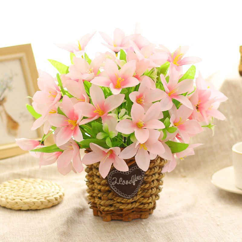 Artificial Floral Arrangement in Woven Basket
