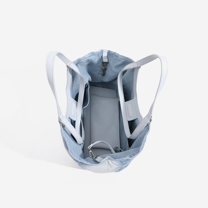 Denim Tote Bag with Detachable Pouch