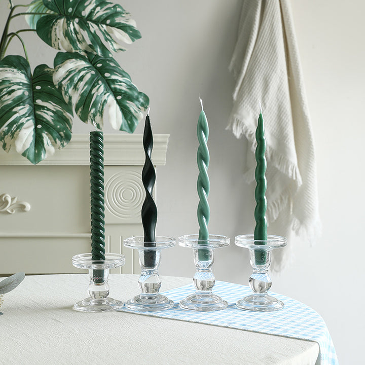 Sculptural Ribbon-Twist Taper Candle Set