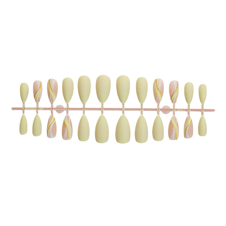 Elegant Press-On Nail Set with Artistic Gold Accents Kalsten