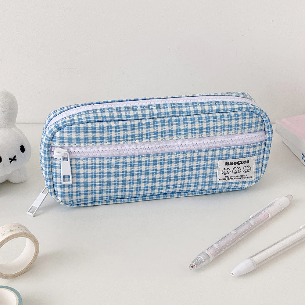 Stylish Gingham Checkered Pencil Case Kalsten