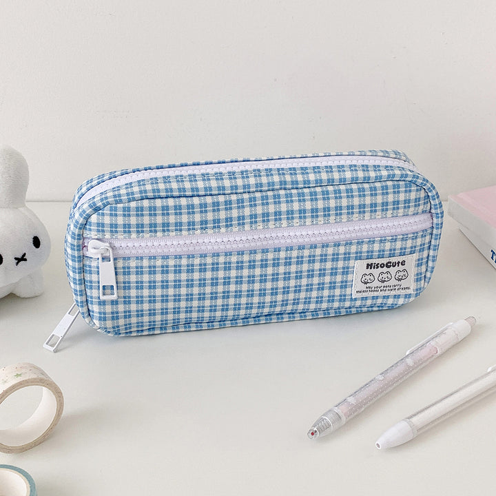 Stylish Gingham Checkered Pencil Case Kalsten