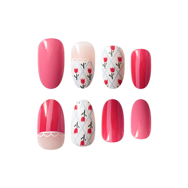 Artistic Floral Patterned Press-On Nail Art Set Kalsten