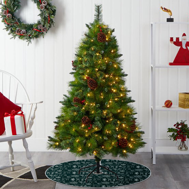 Festive Reindeer Pattern Christmas Tree Skirt