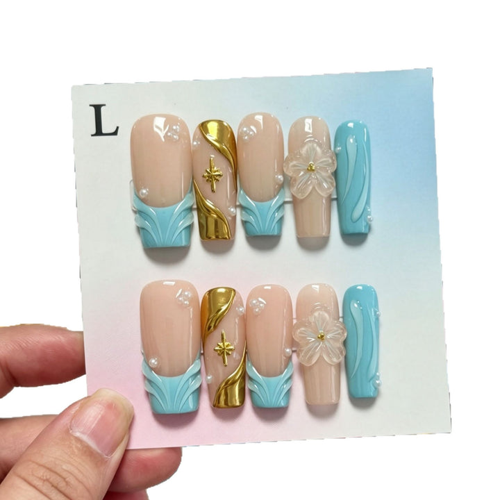 Artistic Floral Press-On Nail Set  1791774397