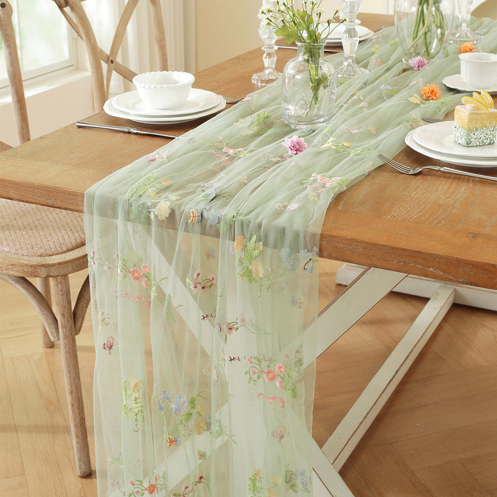 Embroidered Organza Table Runner