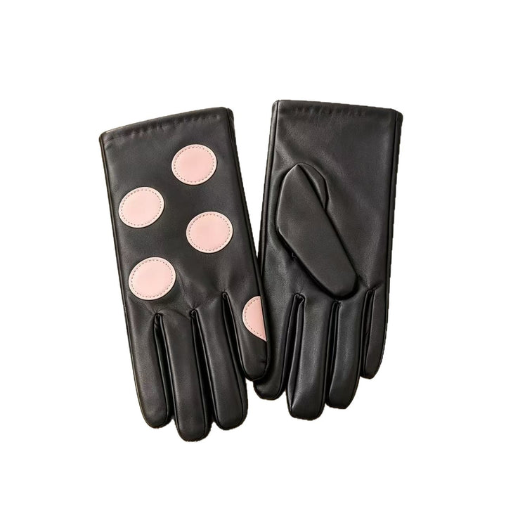 Stylish Leather Touchscreen Gloves with Polka Dot Accents Kalsten