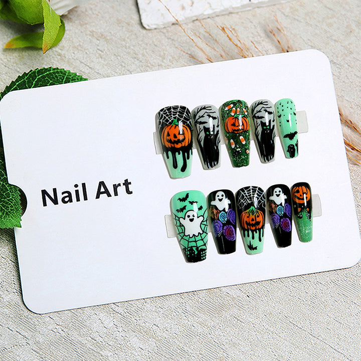 Halloween Artificial Nail Set with Creative Designs and 3D Elements Kalsten