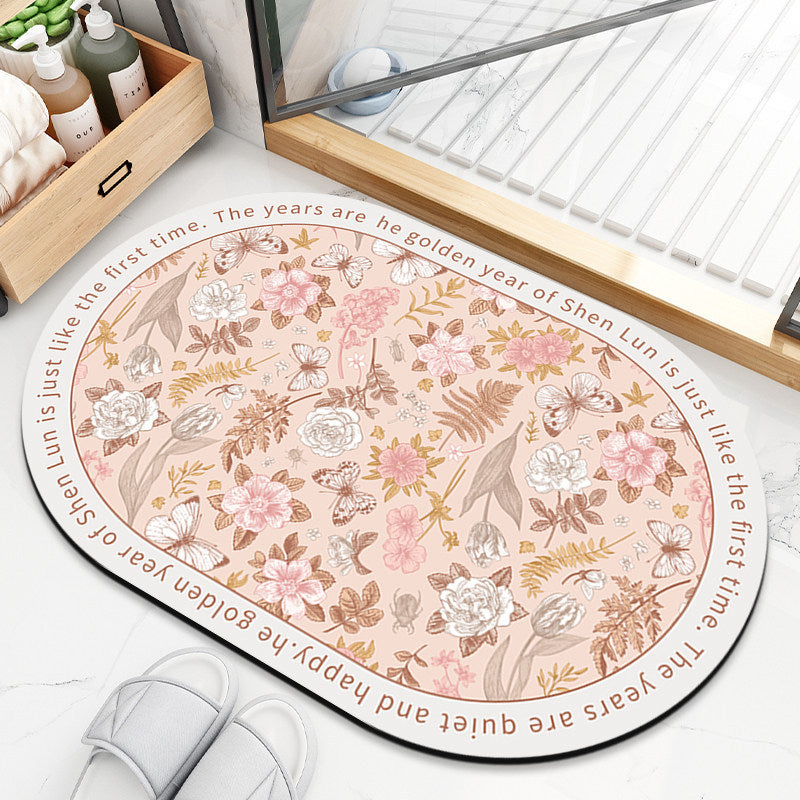 Decorative Floral Patterned Bath Mat