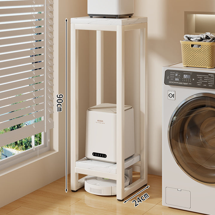 Narrow Two-Tier Metal Appliance Stand with Faux Marble Shelves